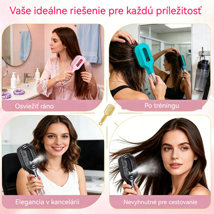 💖💨Hrebeň s funkciou jednodotykového rozprašovania, ktorá účinne zabraňuje zamotávaniu vlasov.