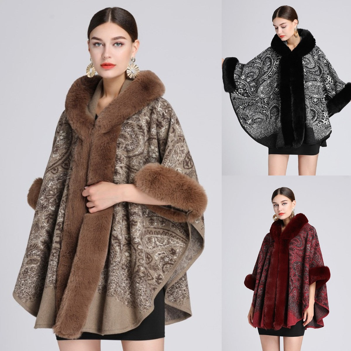 【Jedna veľkosť padne všetkým】【40-85kg】2025 nová jesenná a zimná tvídová šálová bunda s kapucňou