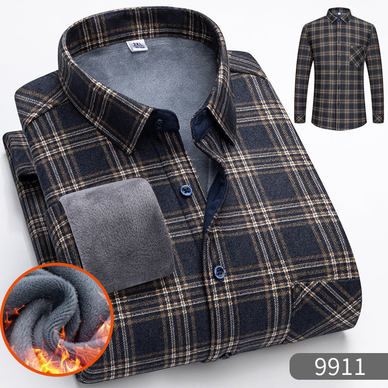 🔥【VENTA CALIENTE】🔥👔【L-5XL】 Camisa de negocios de manga larga cálida para otoño e invierno