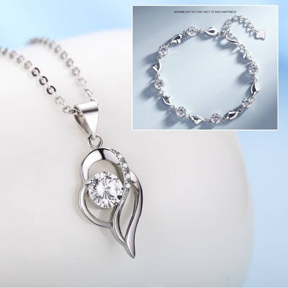 ✨✨【Compra 1 y llévate 1 gratis】💎💎Conjunto de pulsera y collar de corazón del océano en plata de ley 925