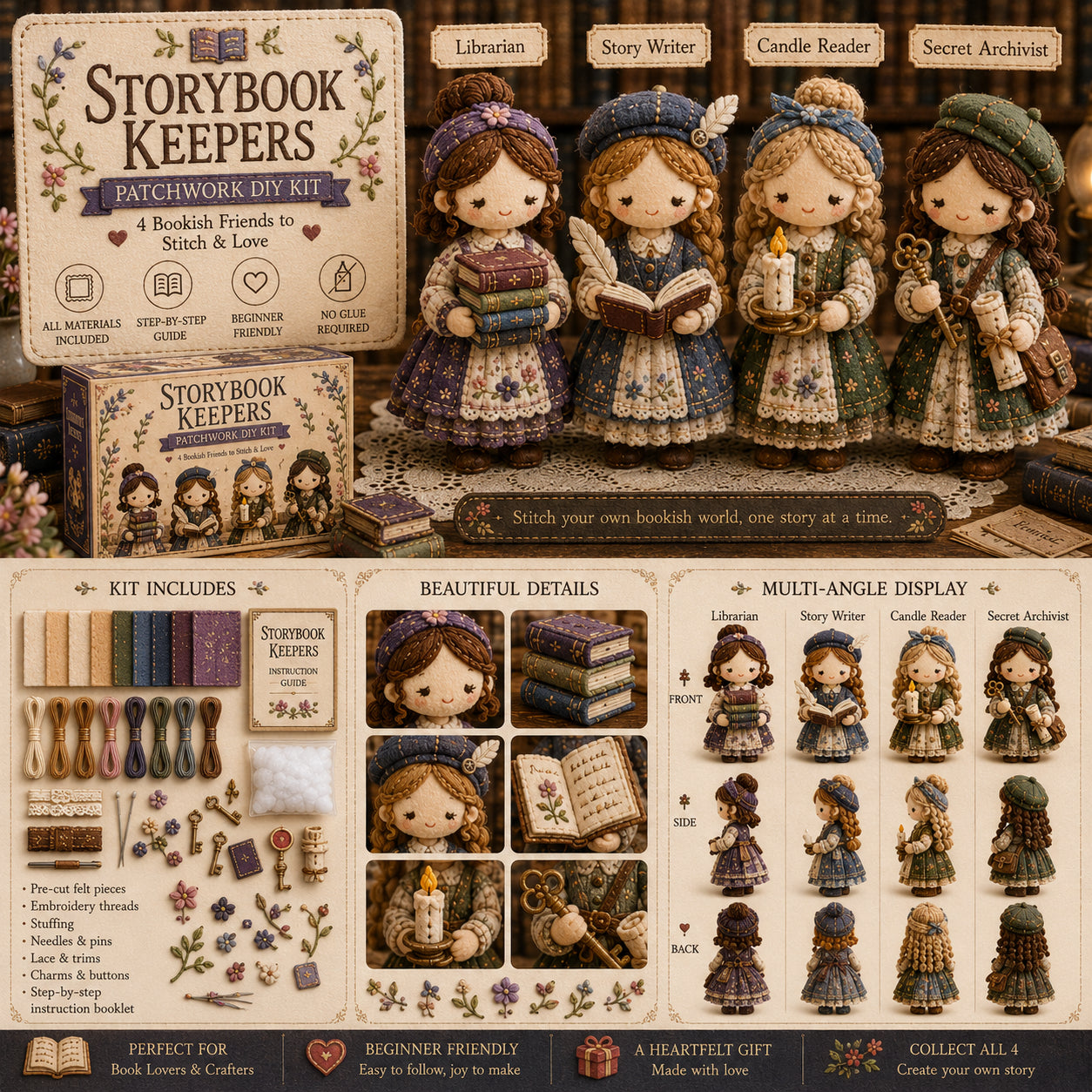 🎁Último día: ¡Disfruta de un 49% de descuento! 🧵 Kit de patchwork para armar en miniatura de la serie Garden Companions  en miniatura.