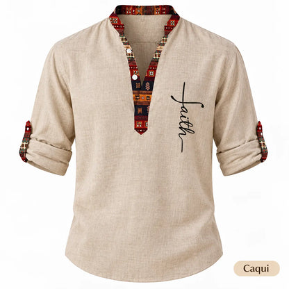 🔥Oferta por tiempo limitado: -48%🔥S-3XL-Nueva camisa de lino natural con cuello en V para hombre