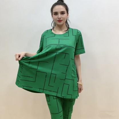 【Top + Pantalón】Conjunto casual de dos piezas para mujer - Manga corta, nueva moda 2026, estilo elegante y cómodo
