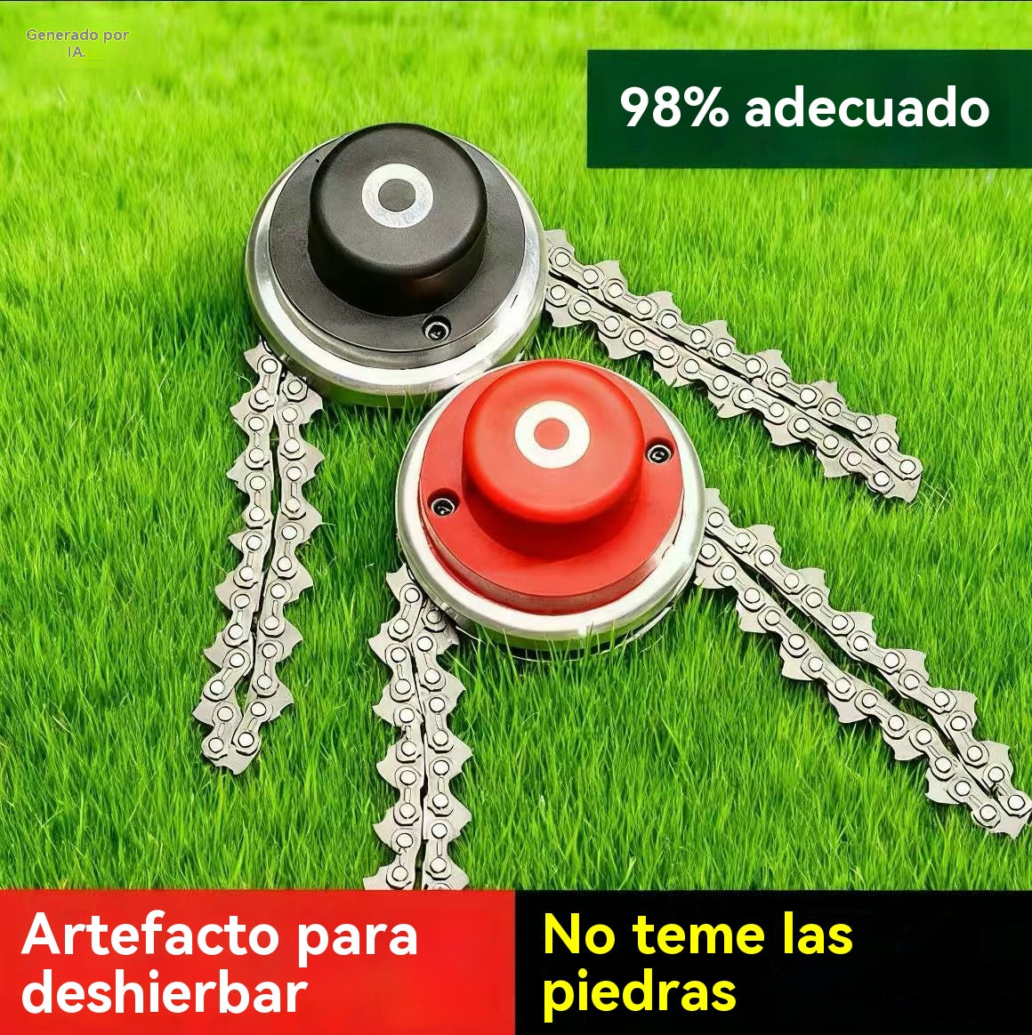 Cuchillas para cortacésped equipadas con cadenas reforzadas y conexiones roscadas de 10 mm; repuestos duraderos para desbrozadoras.