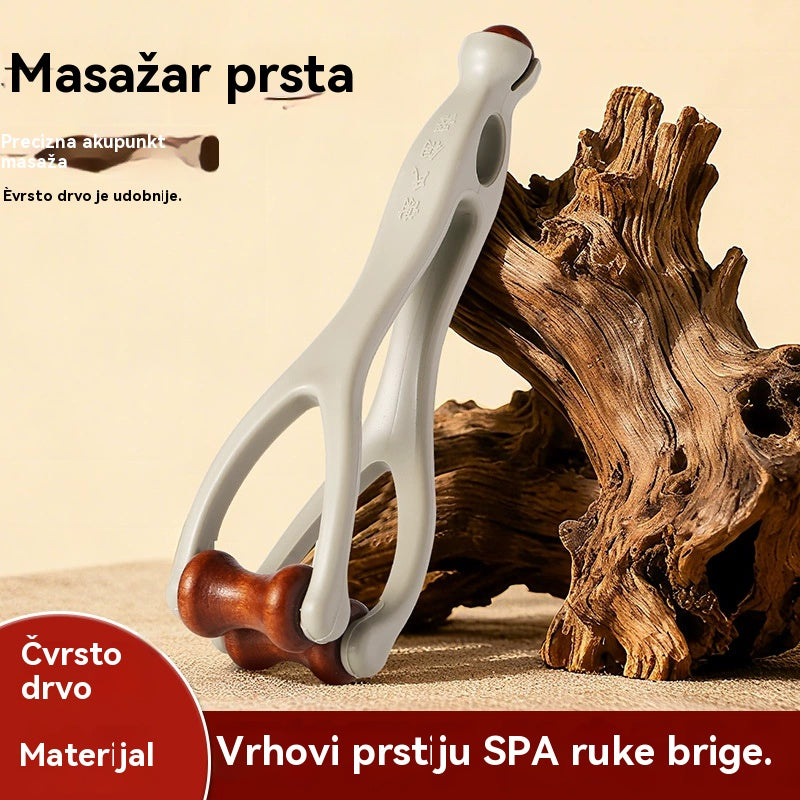 🌿Masažer za prste od punog drva: Valjci od prirodnog drva pomažu u deblokiranju meridijana i ublažavanju umora ruku. 🌿