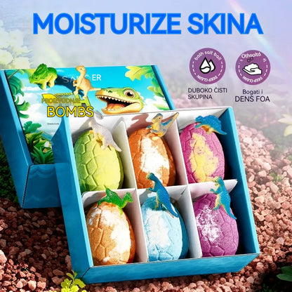 🥰Najniža cijena ograničeno vrijeme💦Set kuglica soli za kupanje s uzorkom dinosaurovog jaja (6 komada), kuglice soli za kupanje s dugotrajnim mirisom za čišćenje