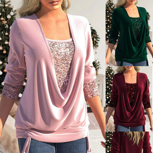 ✨🎁【S-3XL】Nowość 2026 Elegancka bluzka damska z długim rękawem, modna, błyszcząca, wysokiej jakości