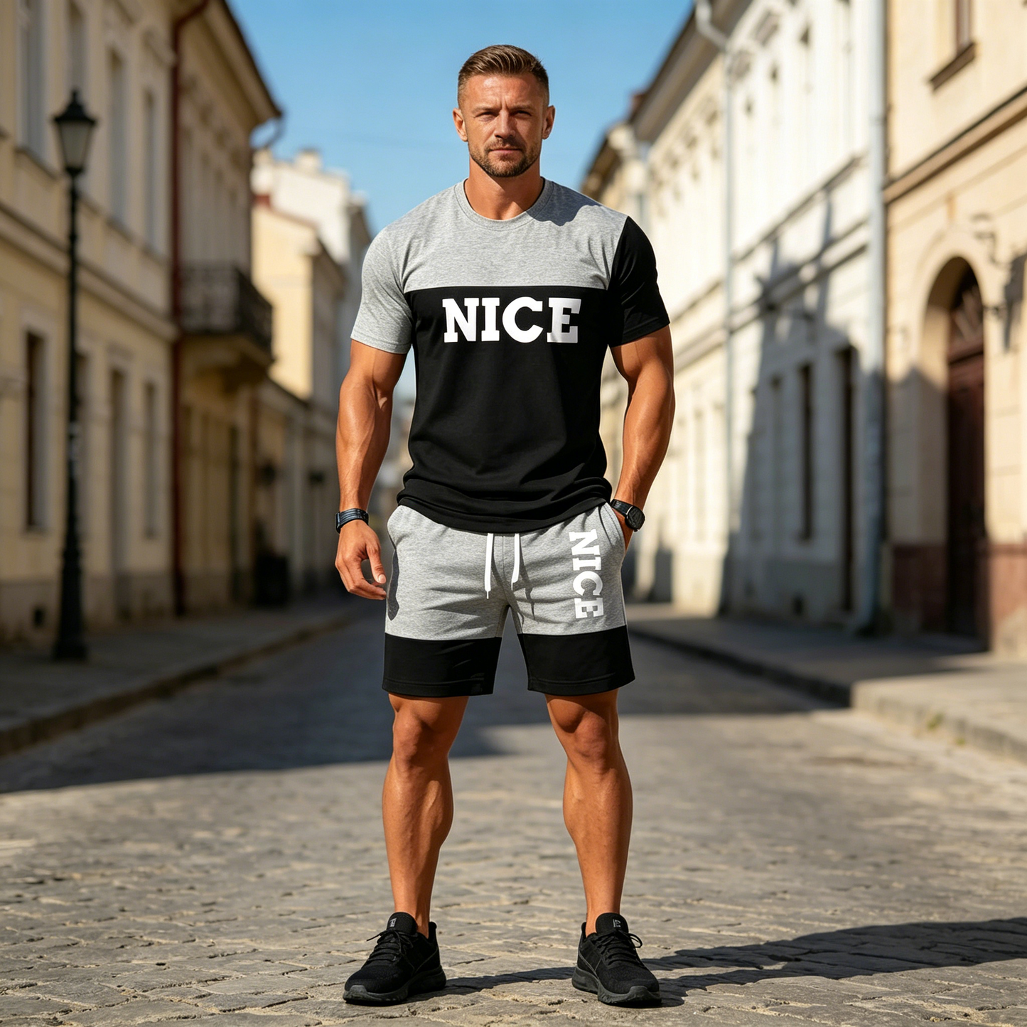 🔥👌【Pago contra entrega✅】【S-6XL】Conjunto deportivo de verano de dos piezas para hombre:  seda helada es transpirable, suave y cómoda.