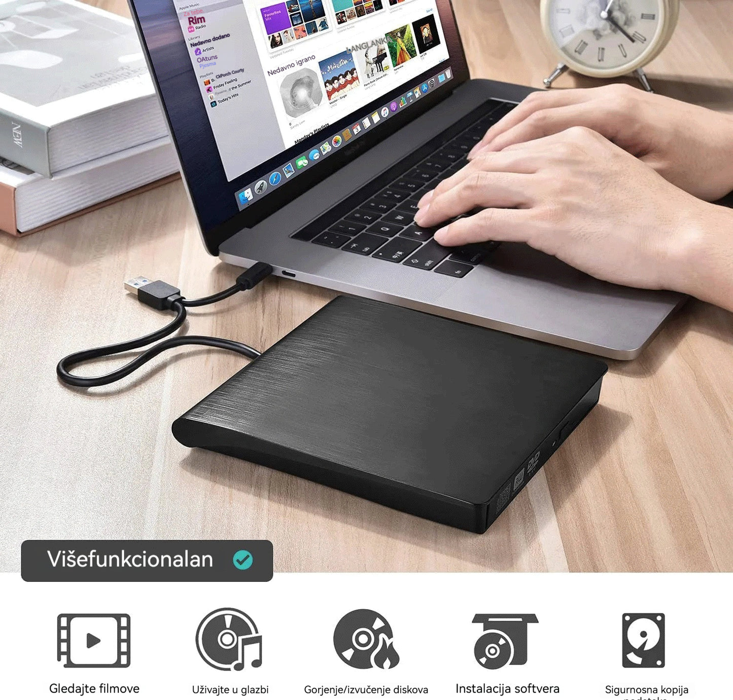 📢📢 50% popusta 💿💻 Vanjski CD/DVD čitač – Plug & Play, prijenosni, kompatibilan s Mac/Windows