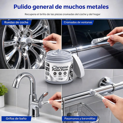 🔥3 artículos por 32 euros🛡️Pasta para pulir y restaurar cromo (incluye cepillo)