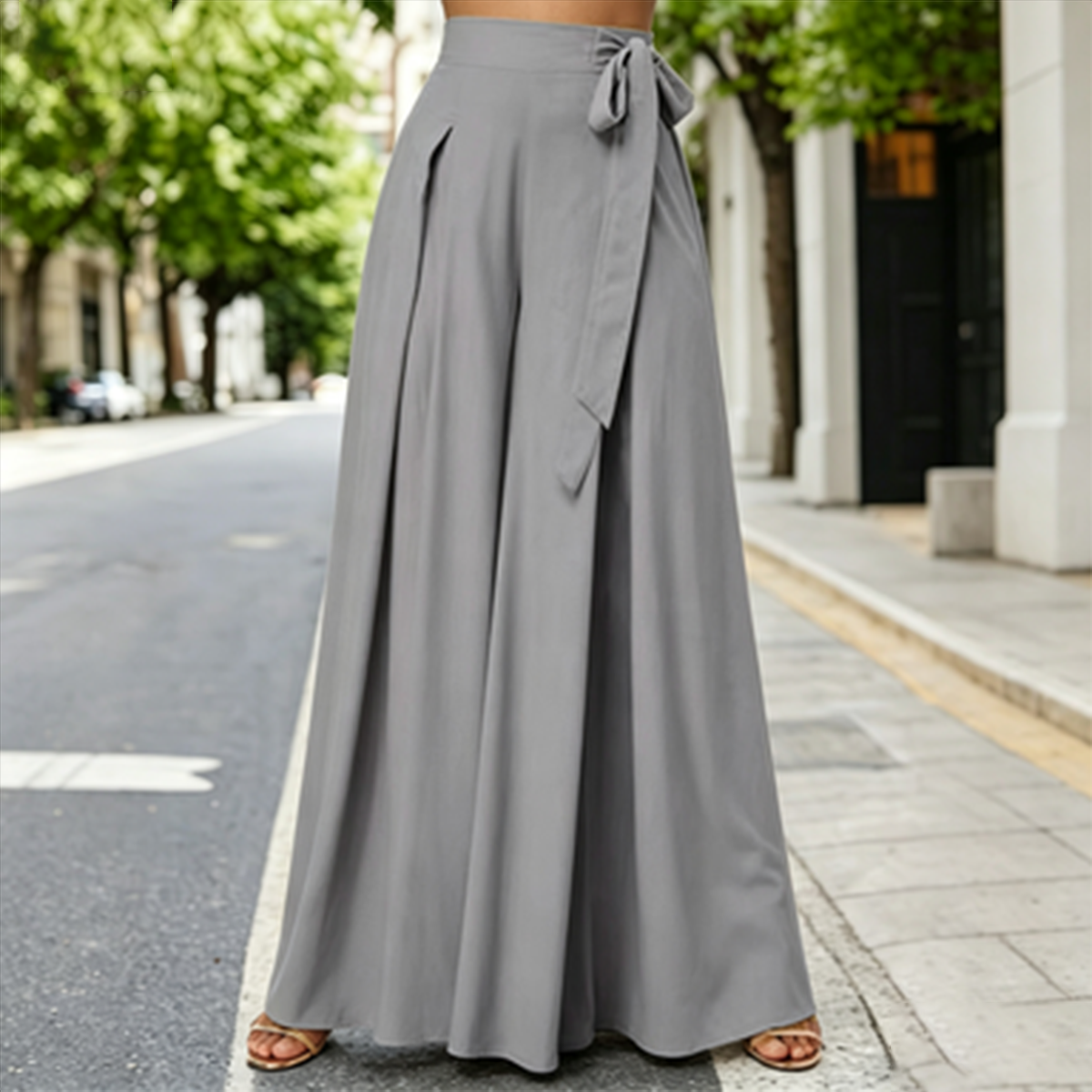 🥇 【S-3XL】antalones casuales de mujer de talle alto y pierna ancha, corte holgado, diseño elegante.