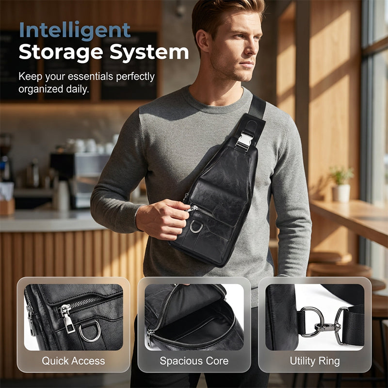 💯🎁Bolso bandolera retro impermeable de piel sintética para hombre.