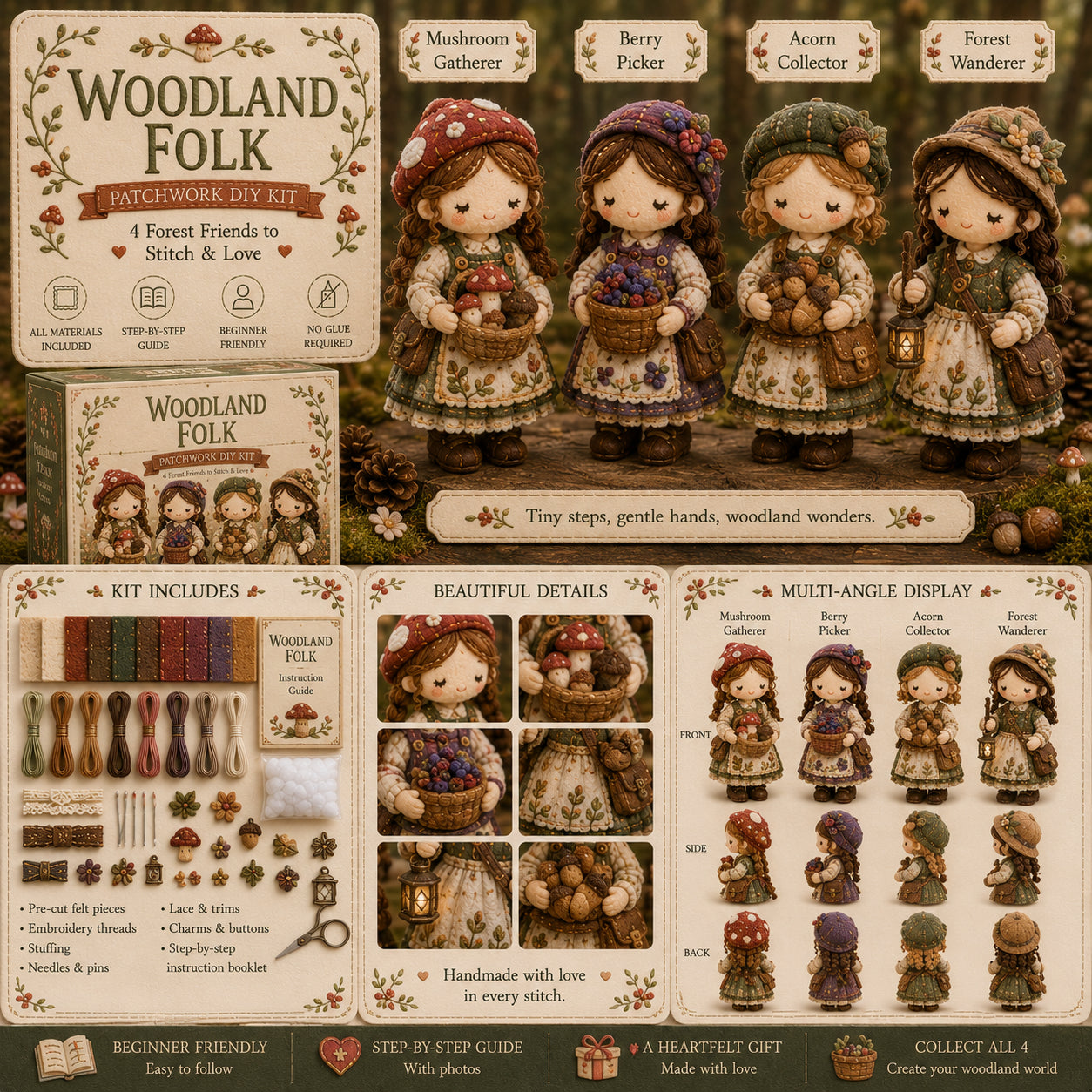 🎁Último día: ¡Disfruta de un 49% de descuento! 🧵 Kit de patchwork para armar en miniatura de la serie Garden Companions  en miniatura.