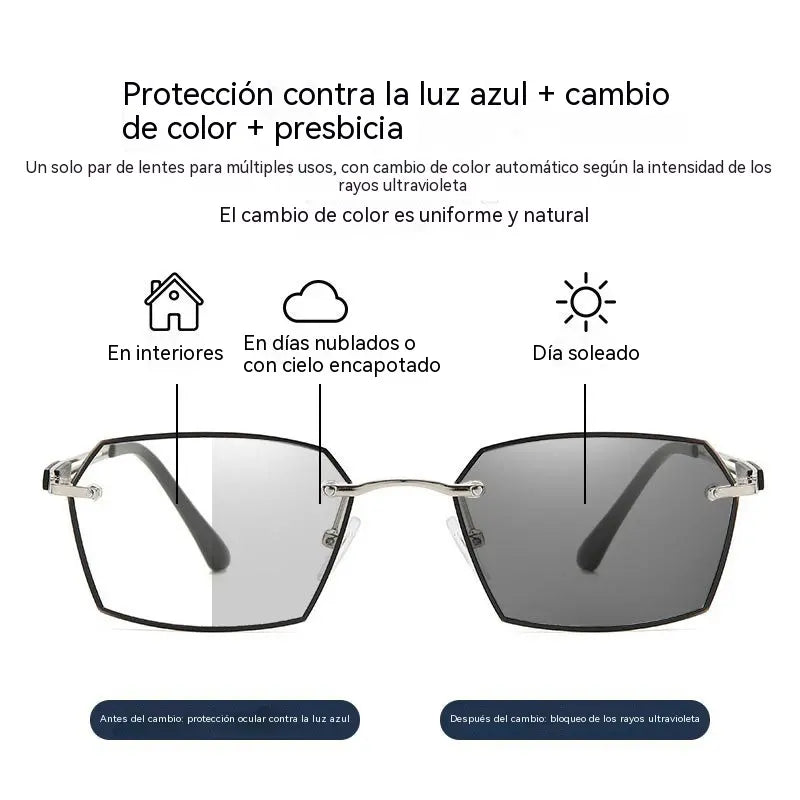 ✨🕶Gafas de lectura/sin graduación, sin montura, fotocromáticas y con filtro de luz azul