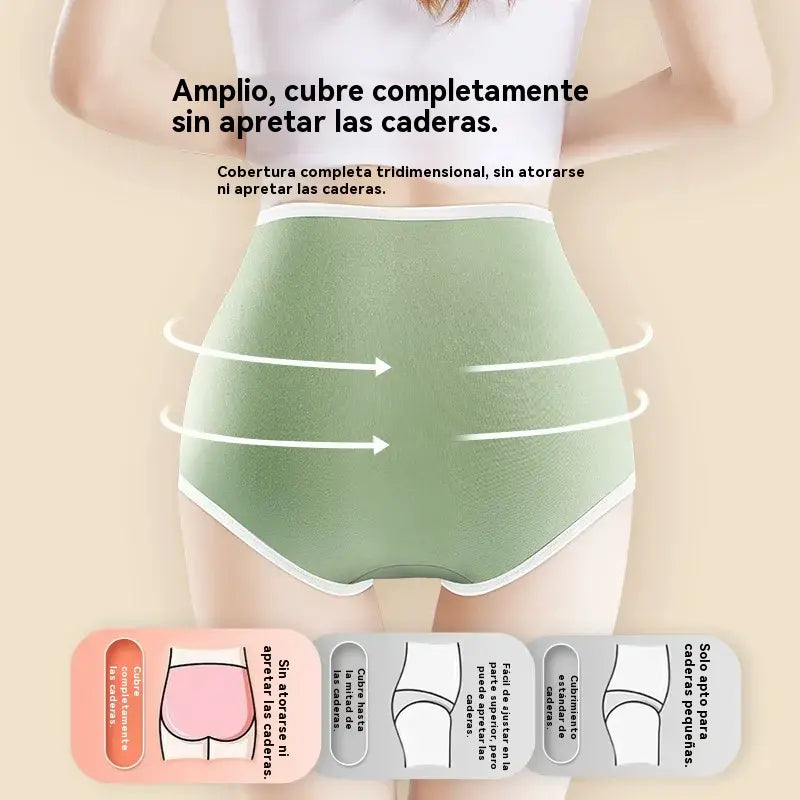 🎁【Compra 4 y llévate 3 gratis】✨🩲Ropa interior de algodón puro de cintura alta para mujer, entrepierna inferior antibacteriana con grafeno 7A, realce de abdomen y glúteos, braguitas transpirables.