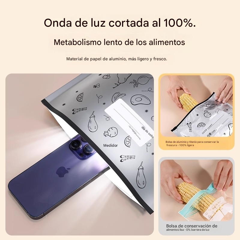 🥩【30】Bolsa de papel de aluminio de grado alimenticio con cierre de cremallera para conservar la frescura, apta para refrigerador doméstico