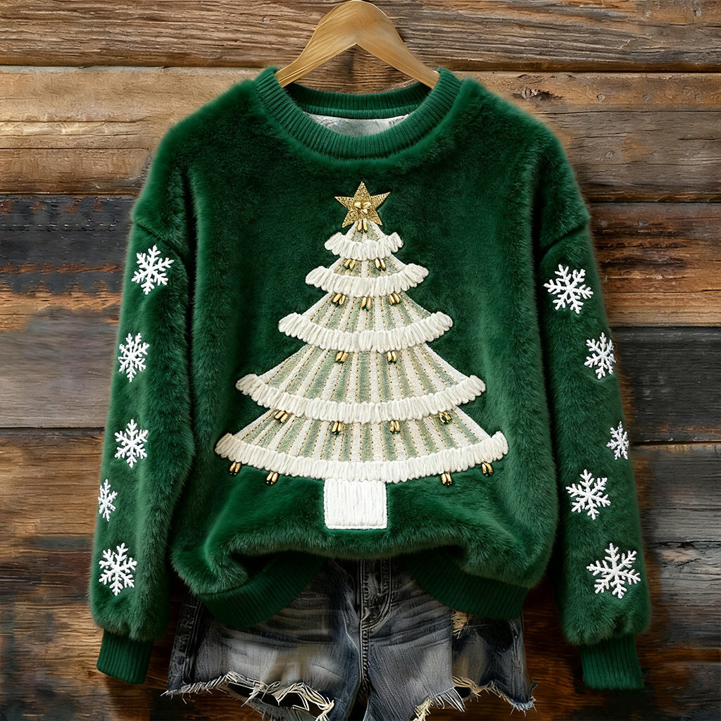 🎄❄️【Akcia -50%】Dámsky flanelový vianočný sveter s krásnymi potlačami