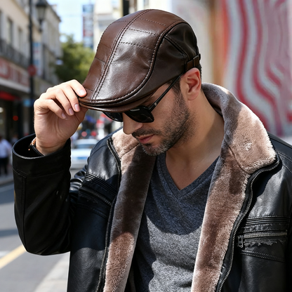 🔥🧢Muška zimska beretka, kožna kapa s toplim štitnicima za uši, udobna i visokokvalitetna · Besplatna dostava