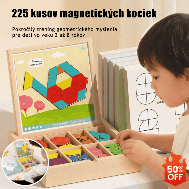 👶🌈🧩【225 kosov】🔥Magnetna lesena sestavljanka, otroška izobraževalna igrača, ki spodbuja razmišljanje.