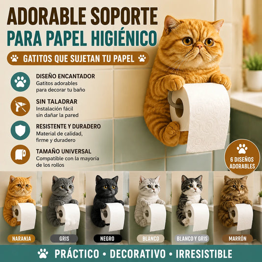 🐱 Adorable portarrollos de papel higiénico con diseño de gato