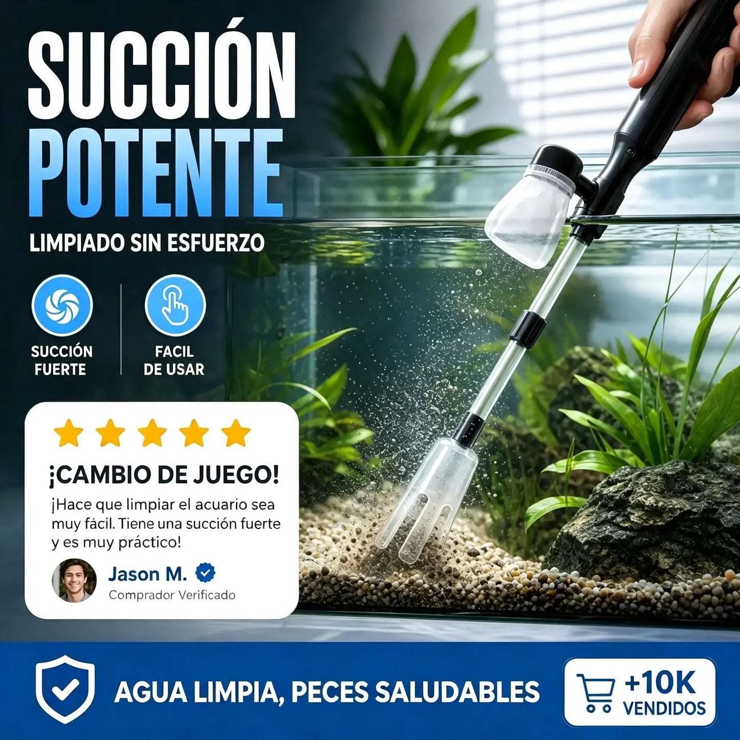 🐠 Limpiador eléctrico de grava para acuarios: funciona con pilas, tiene un tubo de longitud ajustable y es fácil de limpiar; ideal para todo tipo de acuarios 🧹🐟
