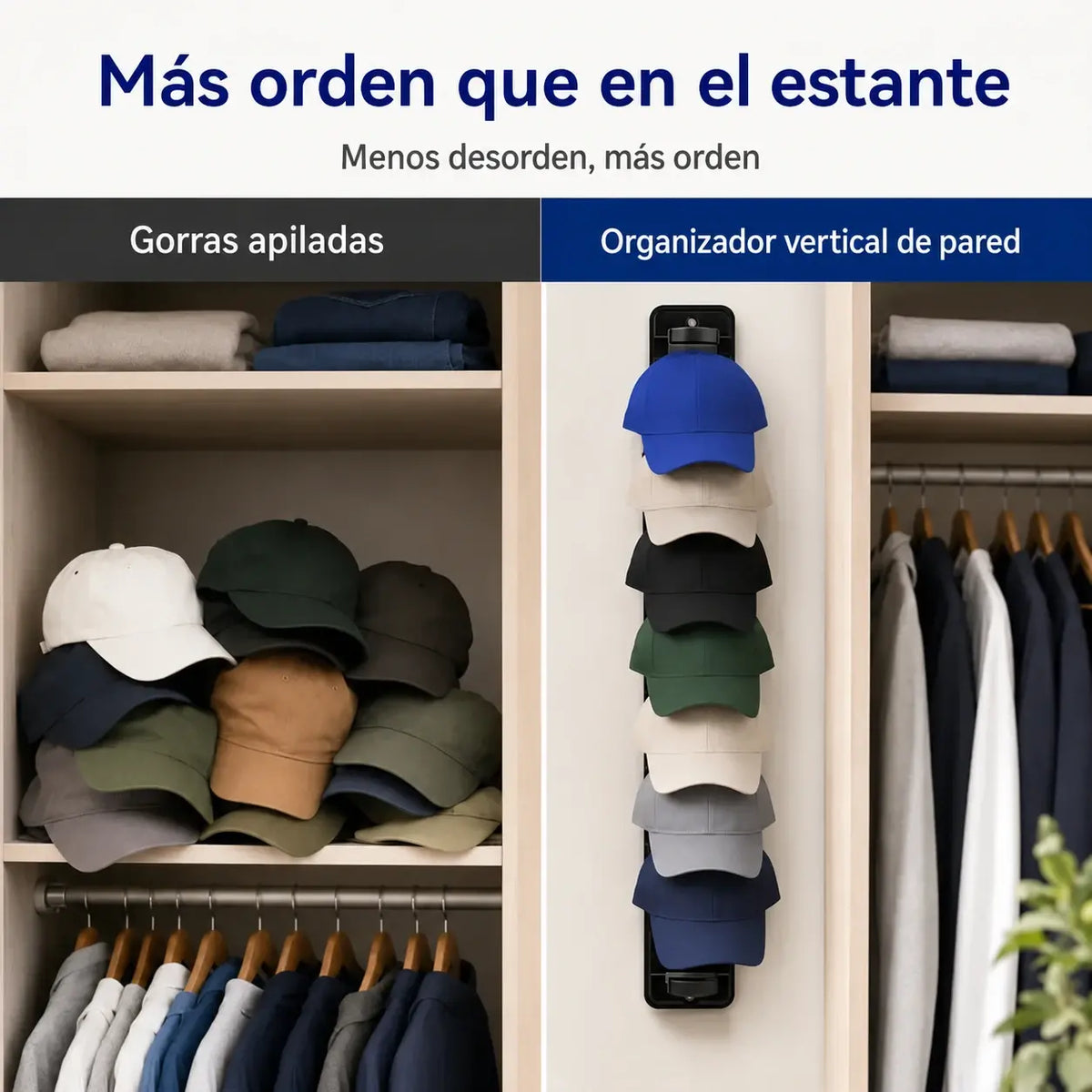 【Pack de 2】Organizador vertical para gorras que ahorra espacio