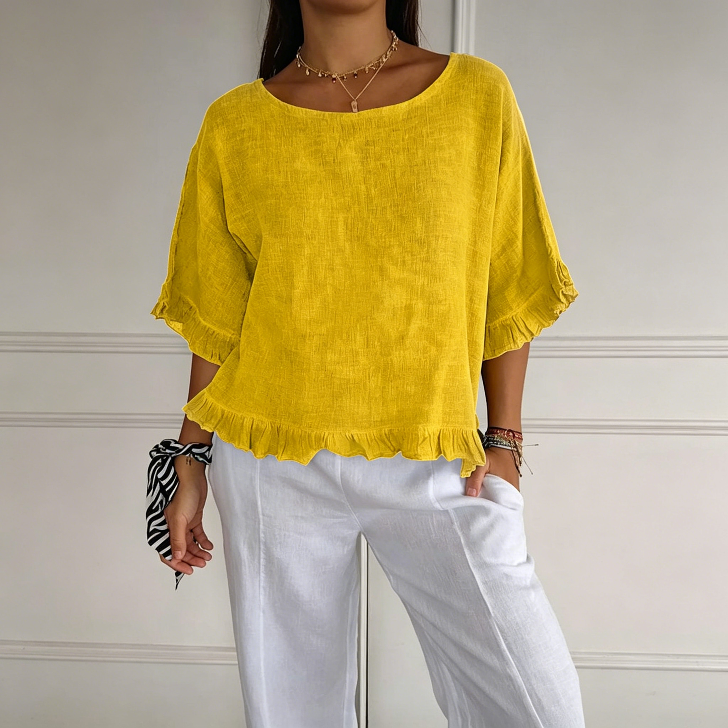 🌸【S-3XL】 Camiseta de Lino y Algodón para Mujer | Blusa Casual de Manga Corta, Fresca y Holgada ✨