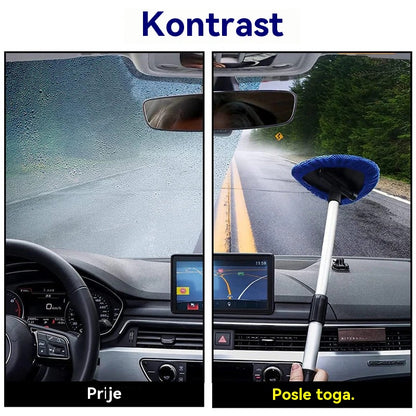 🎁【1 trokutasti plastični komad + 4 platnene navlake】💦Set za čišćenje vjetrobranskog stakla automobila - produživ i rotirajući za 180°