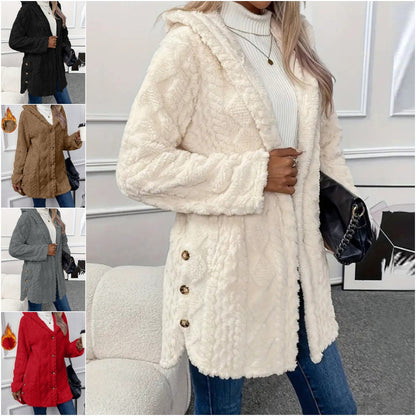 【S-5XL】Dámska jesenno-zimná flísová teplá bunda 2025, s kapucňou, obojstranná