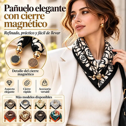 ✨【Pack de 4】Pañuelos elegantes para mujer con cierre magnético – Estampados, fáciles de poner y sin necesidad de hacer nudos