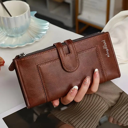💰 Dámska retro originálna kožená priehradka na karty s dvojitým zipsom 3846672