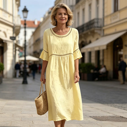 ✨🎉【S-3XL】Nové letné dámske šaty z bavlny a ľanu, priedušné a mäkké, pohodlné na nosenie