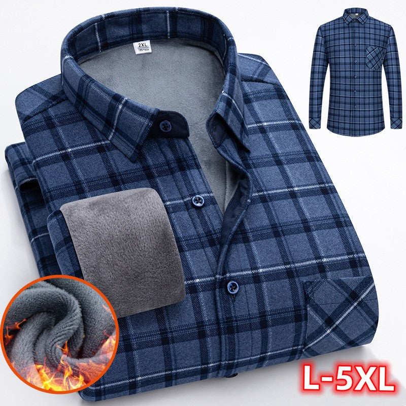 🔥【VENTA CALIENTE】🔥👔【L-5XL】 Camisa de negocios de manga larga cálida para otoño e invierno