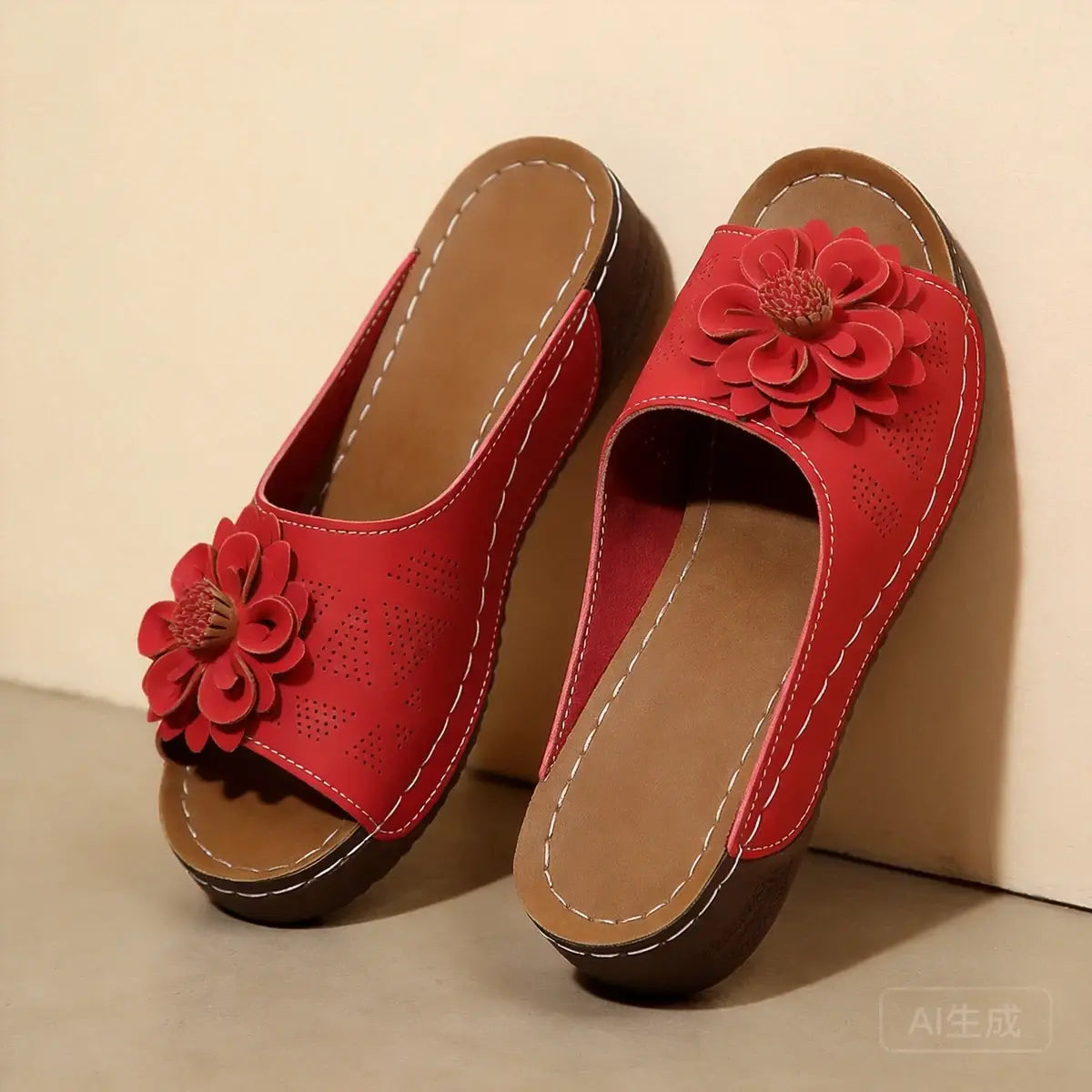 🔥🎀【Tallas 36-43】Zapatillas de plataforma caladas para mujer con flores tridimensionales