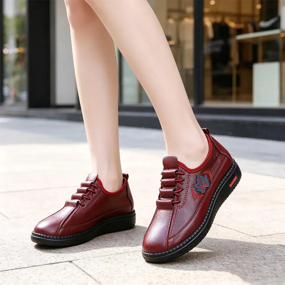👟【36-43】Zapatos planos de mujer de piel auténtica: ligeros, con suela suave y cómoda. Mocasines anchos para uso diario, adecuados para personas mayores.