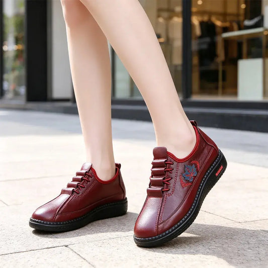 👟【36-43】Zapatos planos de mujer de piel auténtica: ligeros, con suela suave y cómoda. Mocasines anchos para uso diario, adecuados para personas mayores.