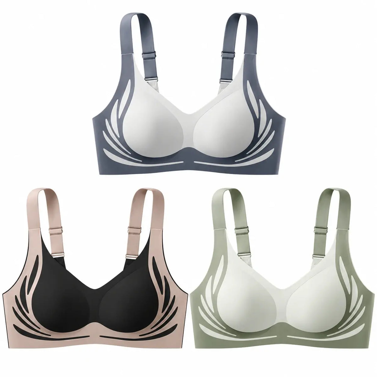 🥰 49% de descuento【Pack de 3】Sujetador femenino sin aros, diseño de una pieza ❤️【40-85 kg】