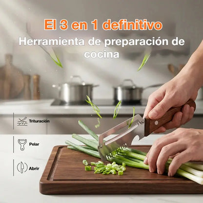 ✅【Compra 1 lleva 1 gratis】2 unidades por 25 euros🧅🔪 Pelador de cocina multifuncional 3 en 1: ¡Pela, corta y abre tapones de botellas! 🔥