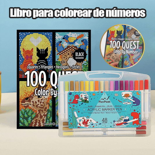 50% ОТСТЪПКА🎄🎨 100 QUEST книжка за оцветяване по числа