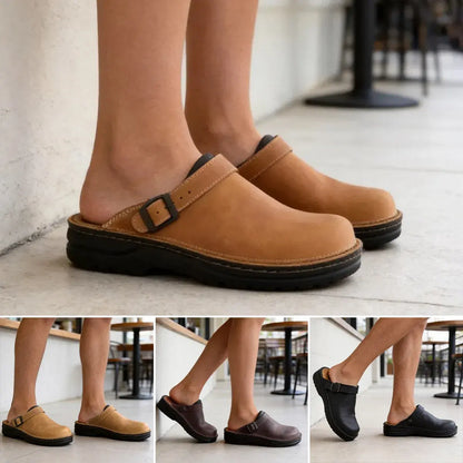 👞 Pago contra entrega✅【38-48】Pantuflas de cuero natural, suela suave, muy cómodas de llevar ✅Unisex