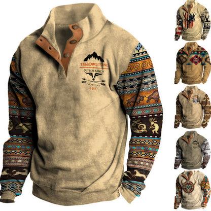 🔥🔥【S-3XL】Tricou bărbătesc cu mânecă lungă, stil retro, cu imprimeu 3D, 3827417 