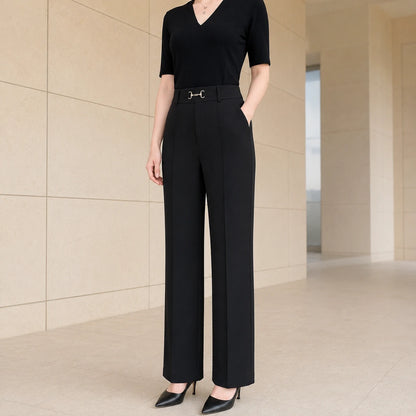💟【49% DTO.】【M-4XL】Pantalón recto de cintura alta para mujer, ligero y elegante para verano