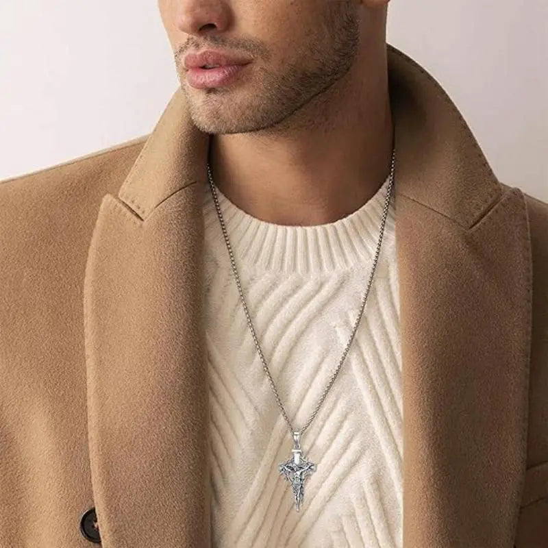 🔥Collar con colgante en forma de cruz y halo de espinas
