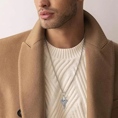 🔥Collar con colgante en forma de cruz y halo de espinas