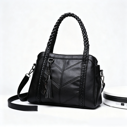 👜💟【50% ZĽAVA】Mäkká kožená taška, kabelka, veľká kapacita, tri priehradky, vodeodolná a odolná voči poškriabaniu