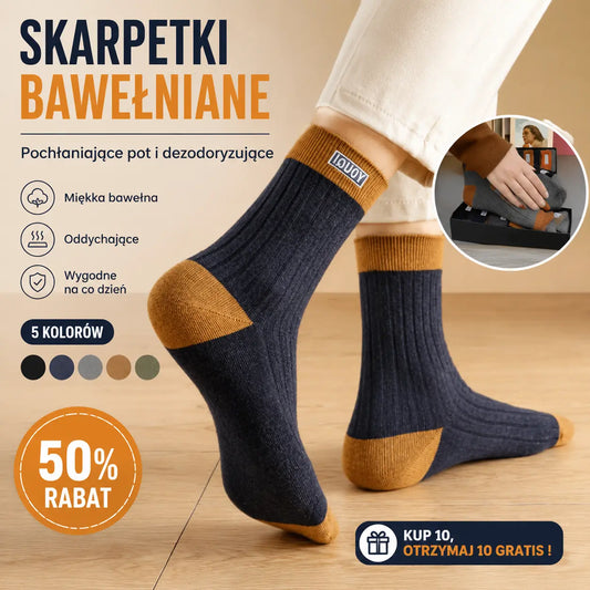 🔥🧦【Kúpte 5 a získajte 5 zadarmo】✨🎉【10 párov】Úplne nové mäkké a pohodlné pánske ponožky z čistej bavlny, absorbujúce pot a odolné voči zápachu