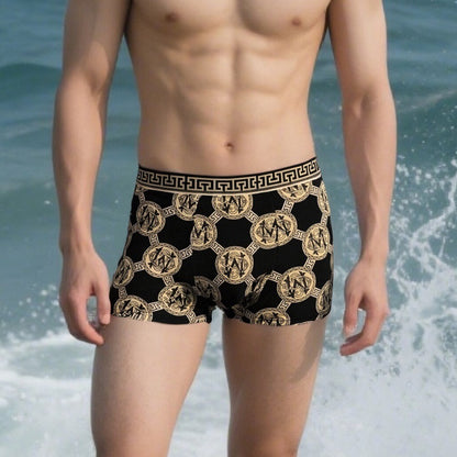 🚹✅💥【40–140 kg】Dihajoče spodnje perilo iz ledeniškega svile za moške, udobno brezšivno spodnje perilo, večje velikosti, moderen potisk