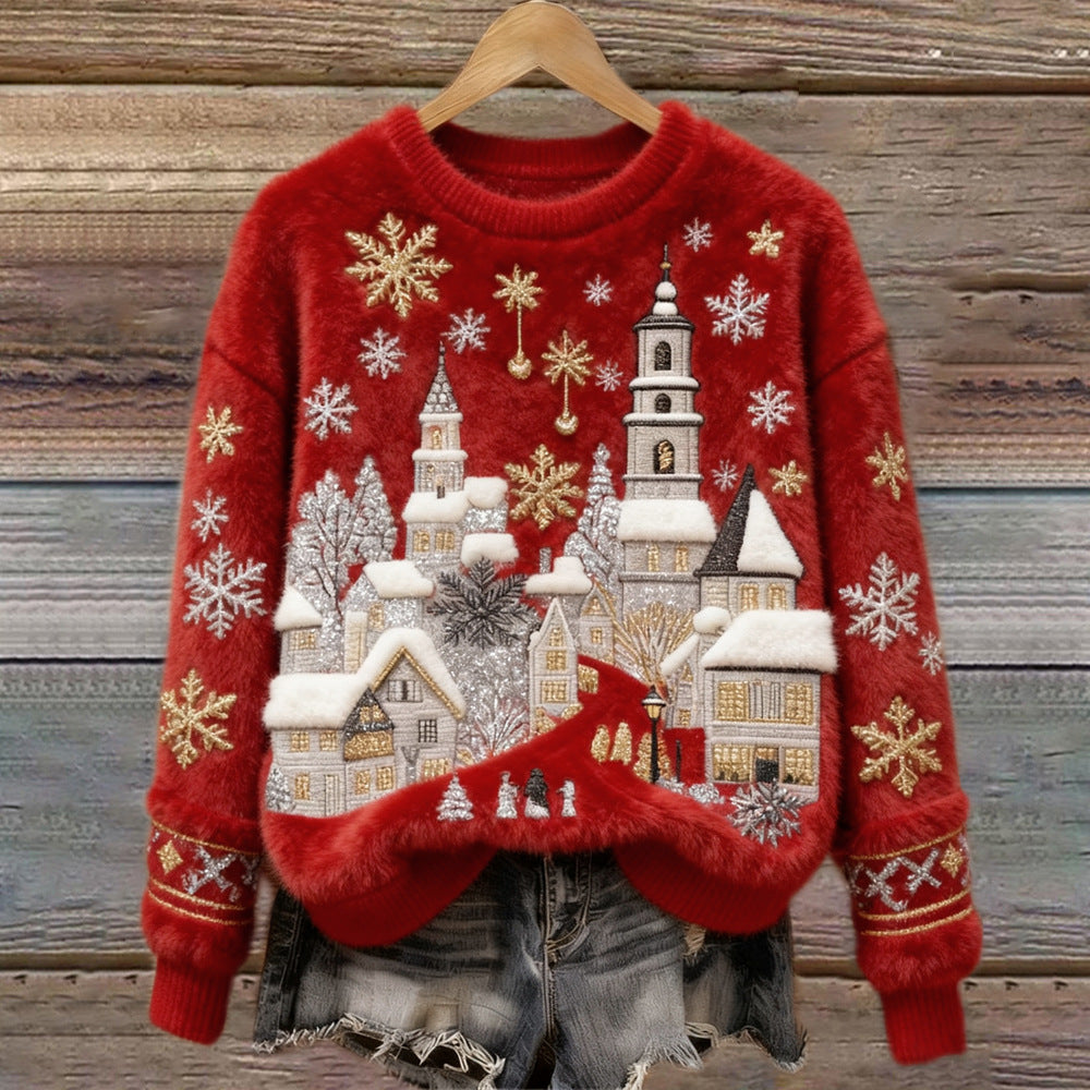 🎄❄️【Akcia -50%】Dámsky flanelový vianočný sveter s krásnymi potlačami
