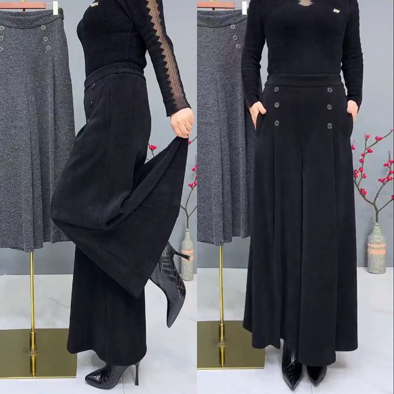 ✨🤩【XL-4XL】Nohavice so širokými nohavicami z hrubej teplej vlny😚 Široké a elastické nohavice so širokými nohavicami