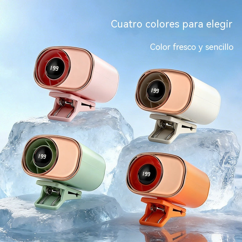 🔥 Ventilador Portátil con Clip Integrado para Cinturón 🏃‍♂️ Ventilador Manos Libres USB con 199 Niveles y Pantalla LED ⚡